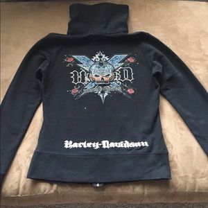Harley Davidson Skull & Bling Zip up Sweatshirt